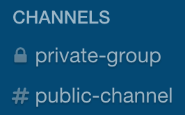 Example of public channel and private group